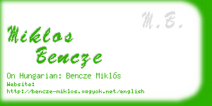miklos bencze business card